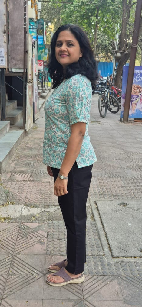 Light Blue Pure Cotton Short Top