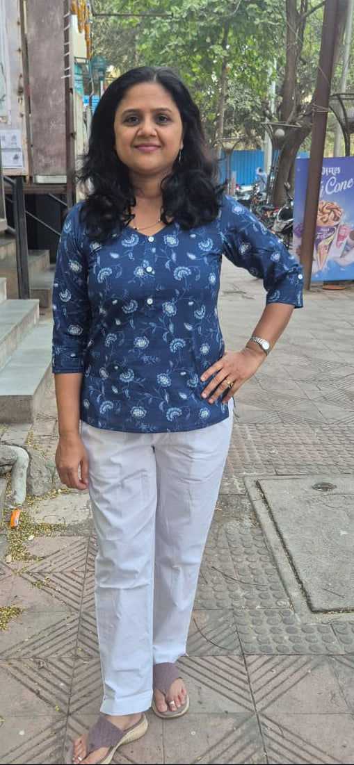 Indigo Pure Cotton Short Top