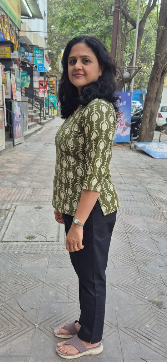 Bottle Green Pure Cotton Short Top