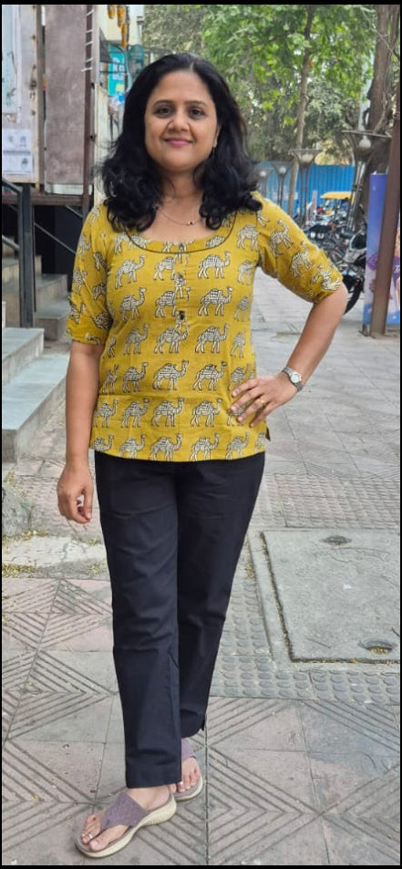 Mustard Yellow Pure Cotton Short Top