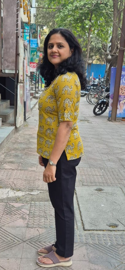 Mustard Yellow Pure Cotton Short Top