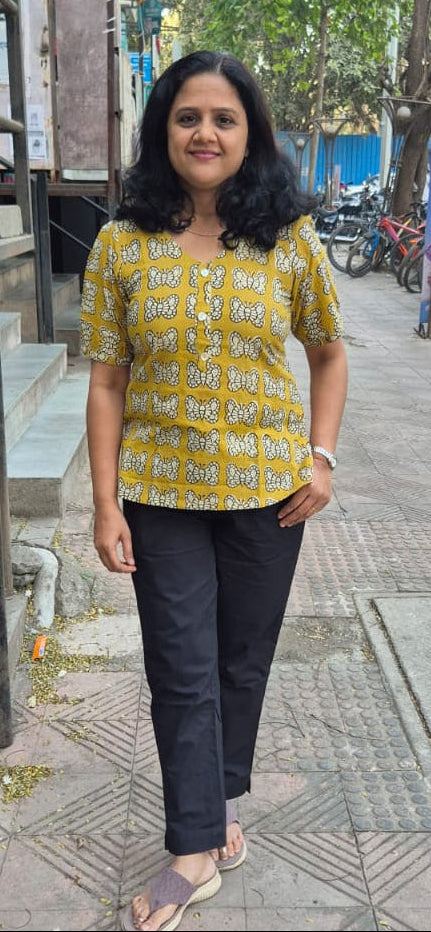Mustard Yellow Pure Cotton Short Top