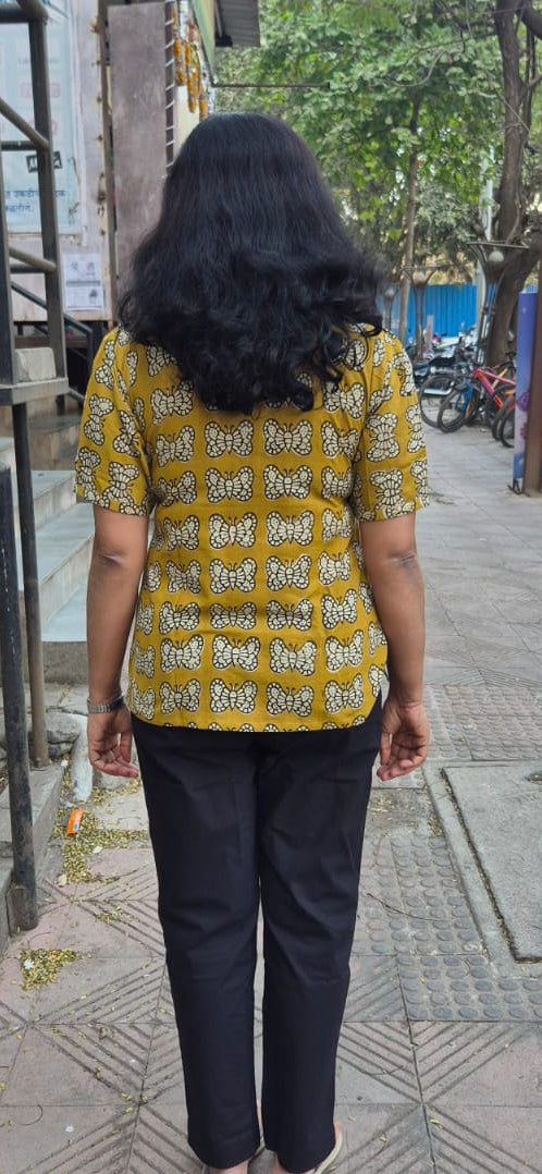 Mustard Yellow Pure Cotton Short Top