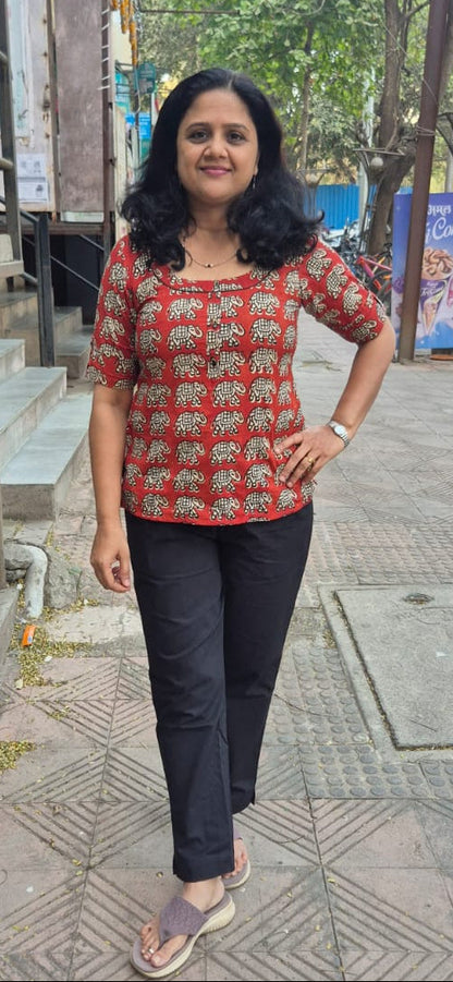 Maroon Pure Cotton Short Top
