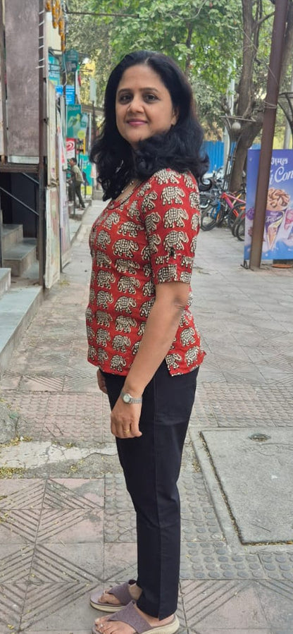 Maroon Pure Cotton Short Top