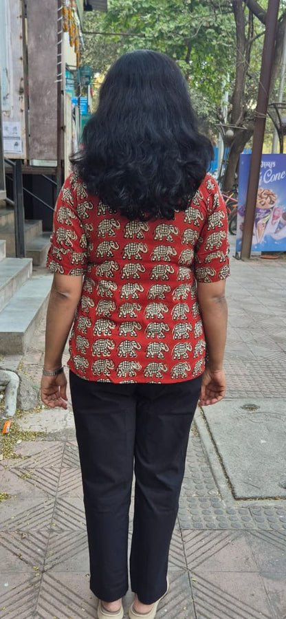 Maroon Pure Cotton Short Top