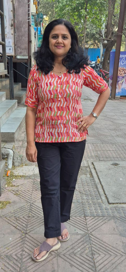Orange Mul Cotton Short Top
