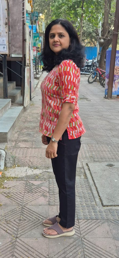 Orange Mul Cotton Short Top