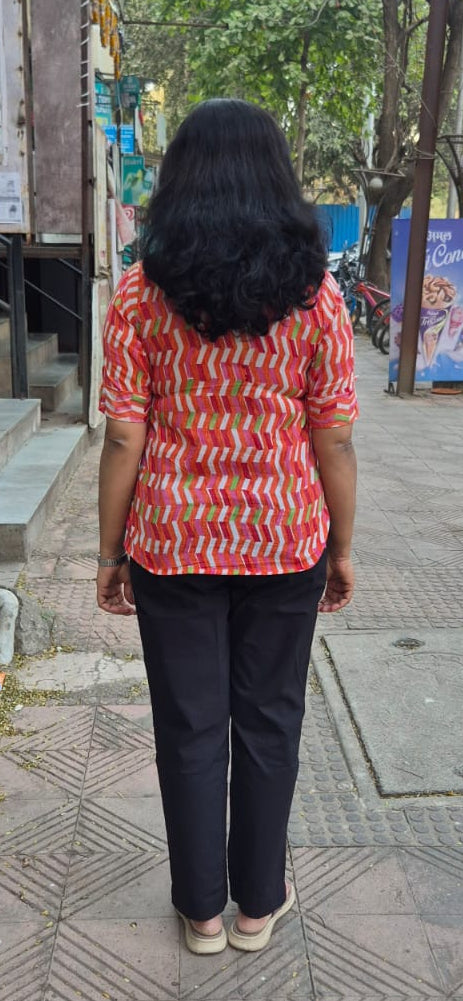 Orange Mul Cotton Short Top