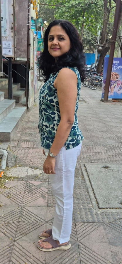 Bottle Green Cotton Slub Short Top