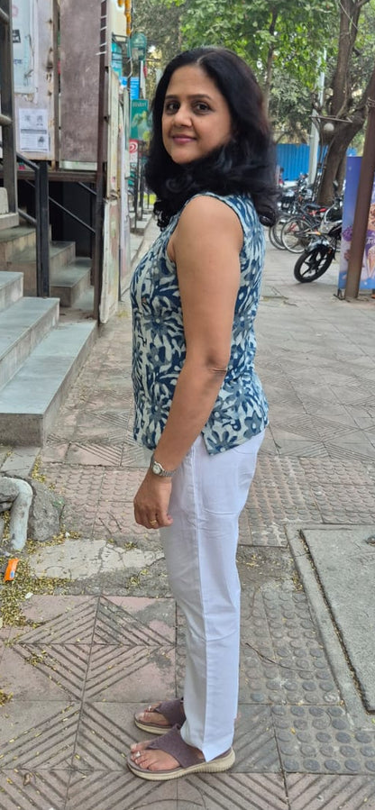 Indigo Cotton Slub Short Top