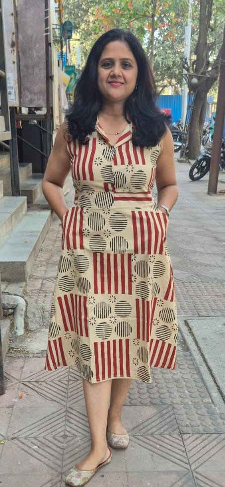 Off White Pure Cotton Hand Block Printed One Piece