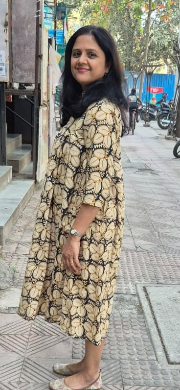 Off White Pure Cotton Hand Block Printed One Piece