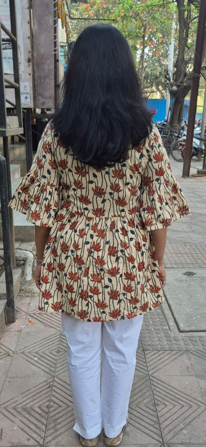 Off White Pure Cotton peplum Short top