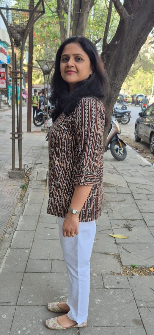 Black Cotton Ajrakh Short Top