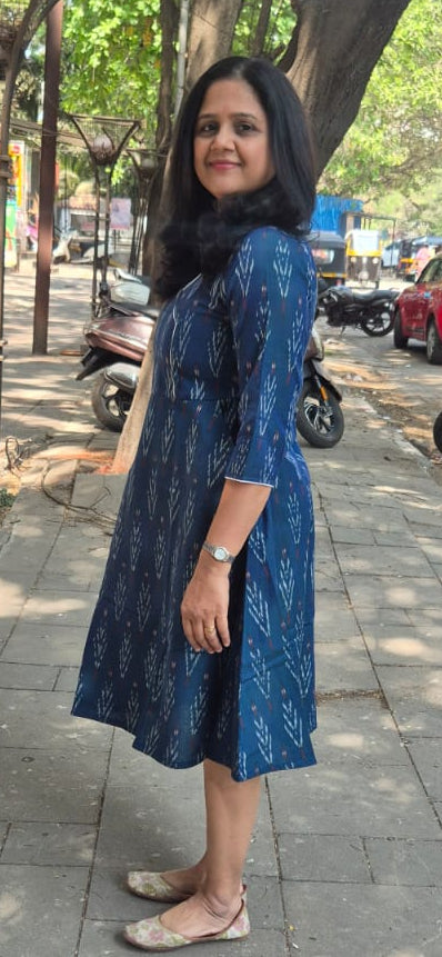 Navy Blue Handloom Ikkat One Piece