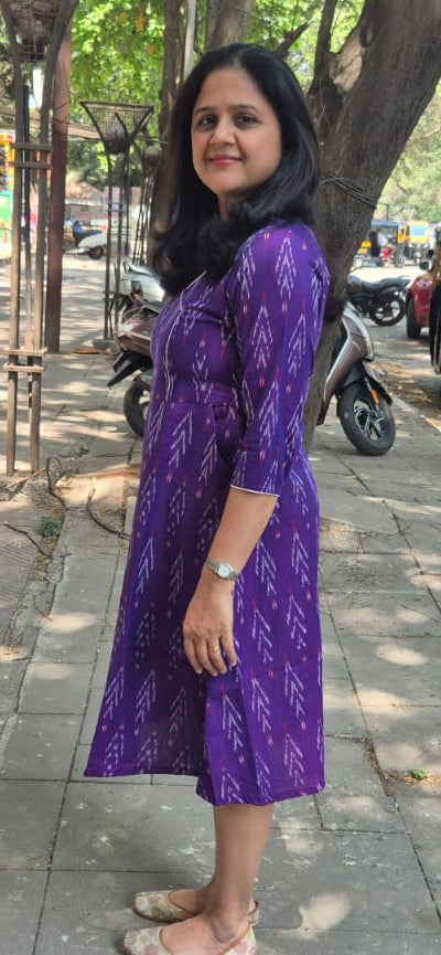 Purple Handloom Ikkat One Piece