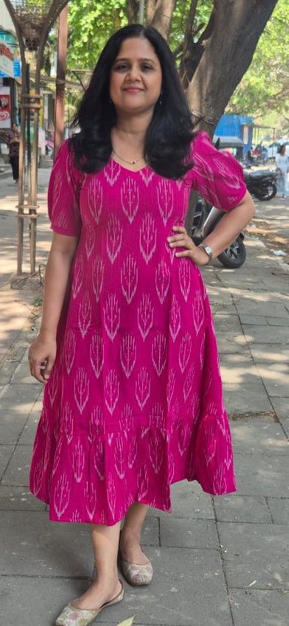 Magenta Handloom Ikkat One Piece