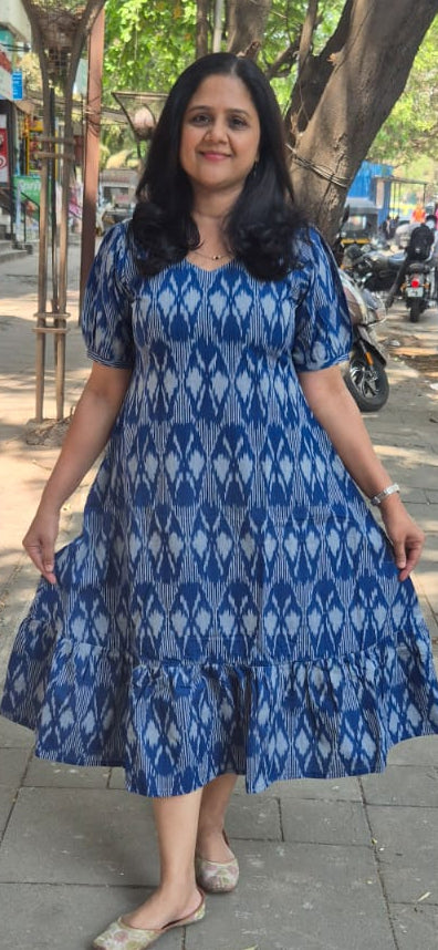Royal Blue Handloom Ikkat One Piece
