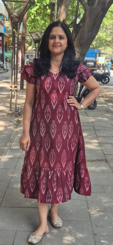 Maroon Handloom Ikkat One Piece