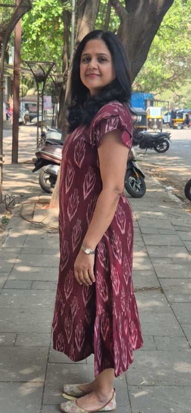 Maroon Handloom Ikkat One Piece