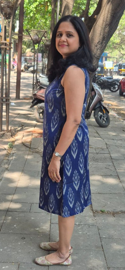 Royal Blue Handloom Ikkat One Piece
