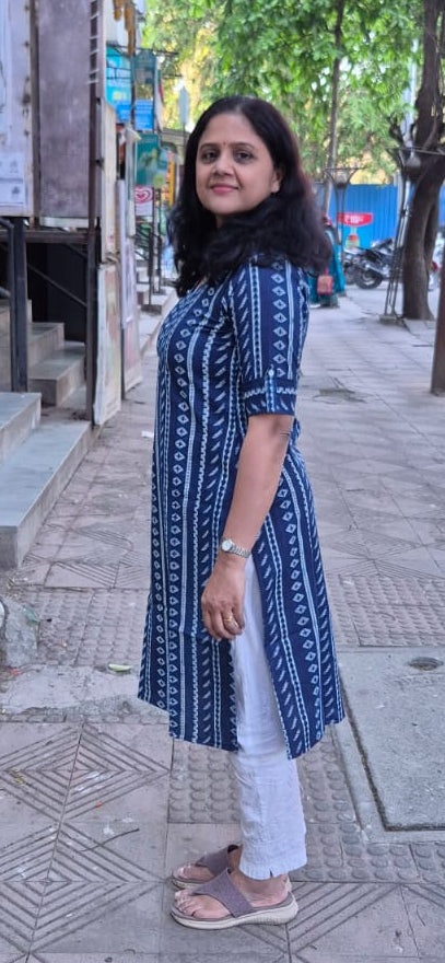Indigo Pure Cotton Printed Kurta