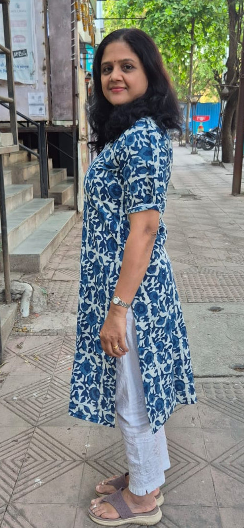 Indigo Pure Cotton Printed Kurta