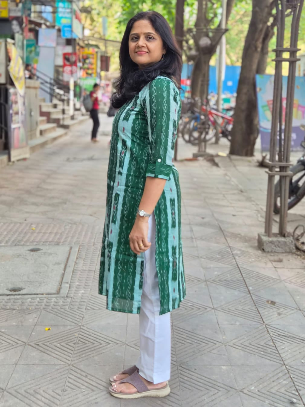 Green Sambalpuri Cotton Kurta