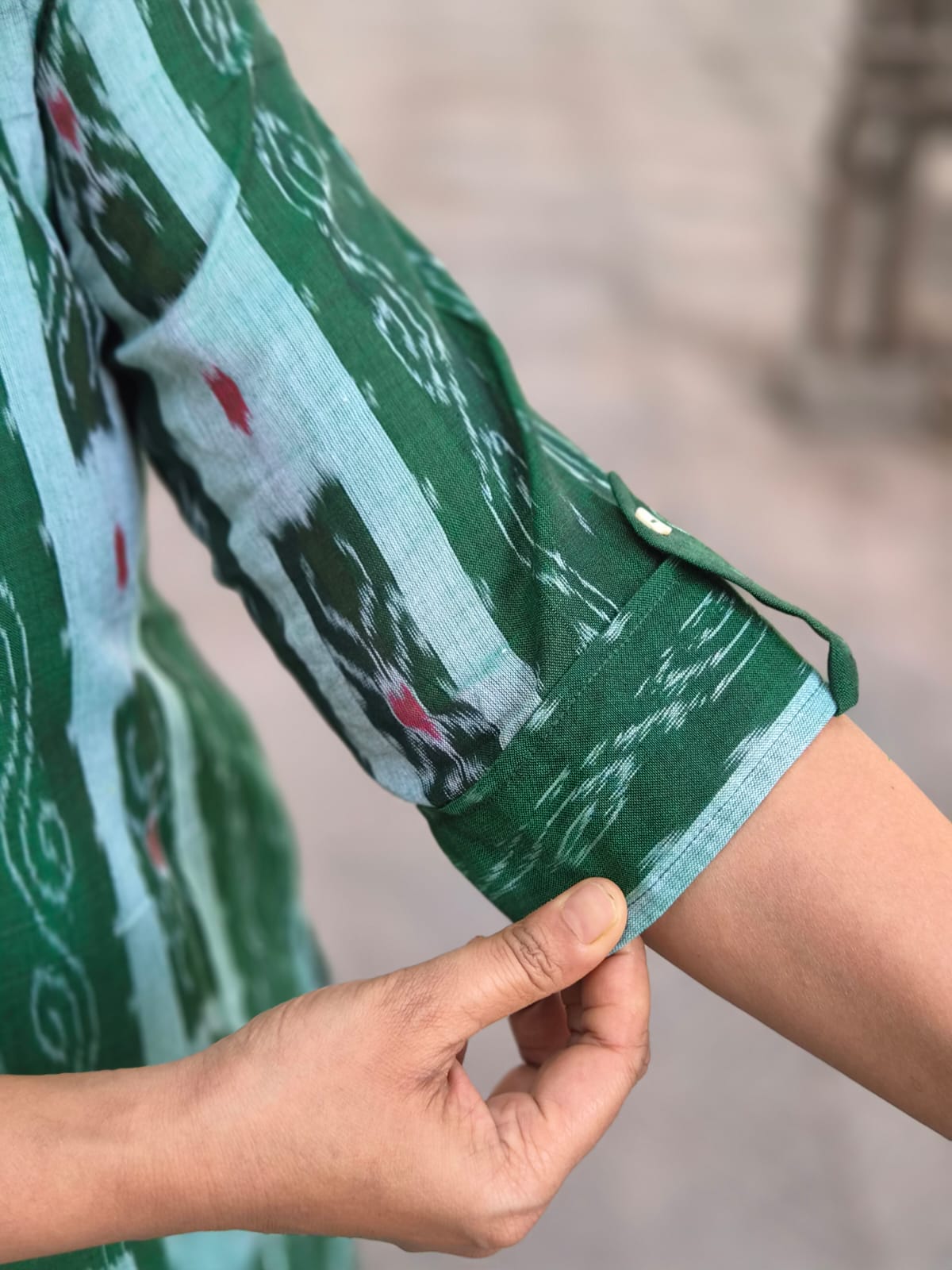 Green Sambalpuri Cotton Kurta