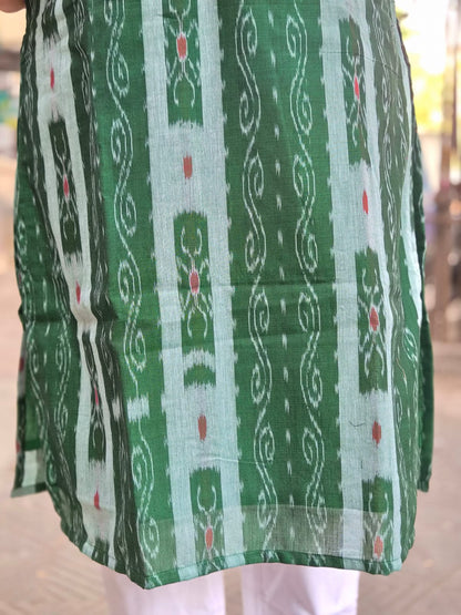 Green Sambalpuri Cotton Kurta