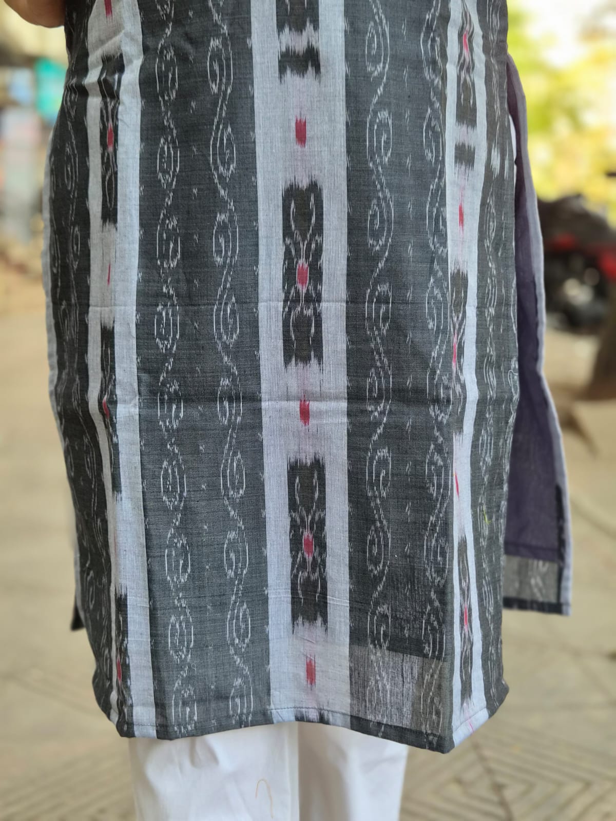 Gray Sambalpuri Cotton Kurta