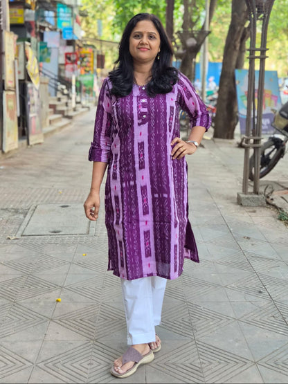 purple Sambalpuri Cotton Kurta