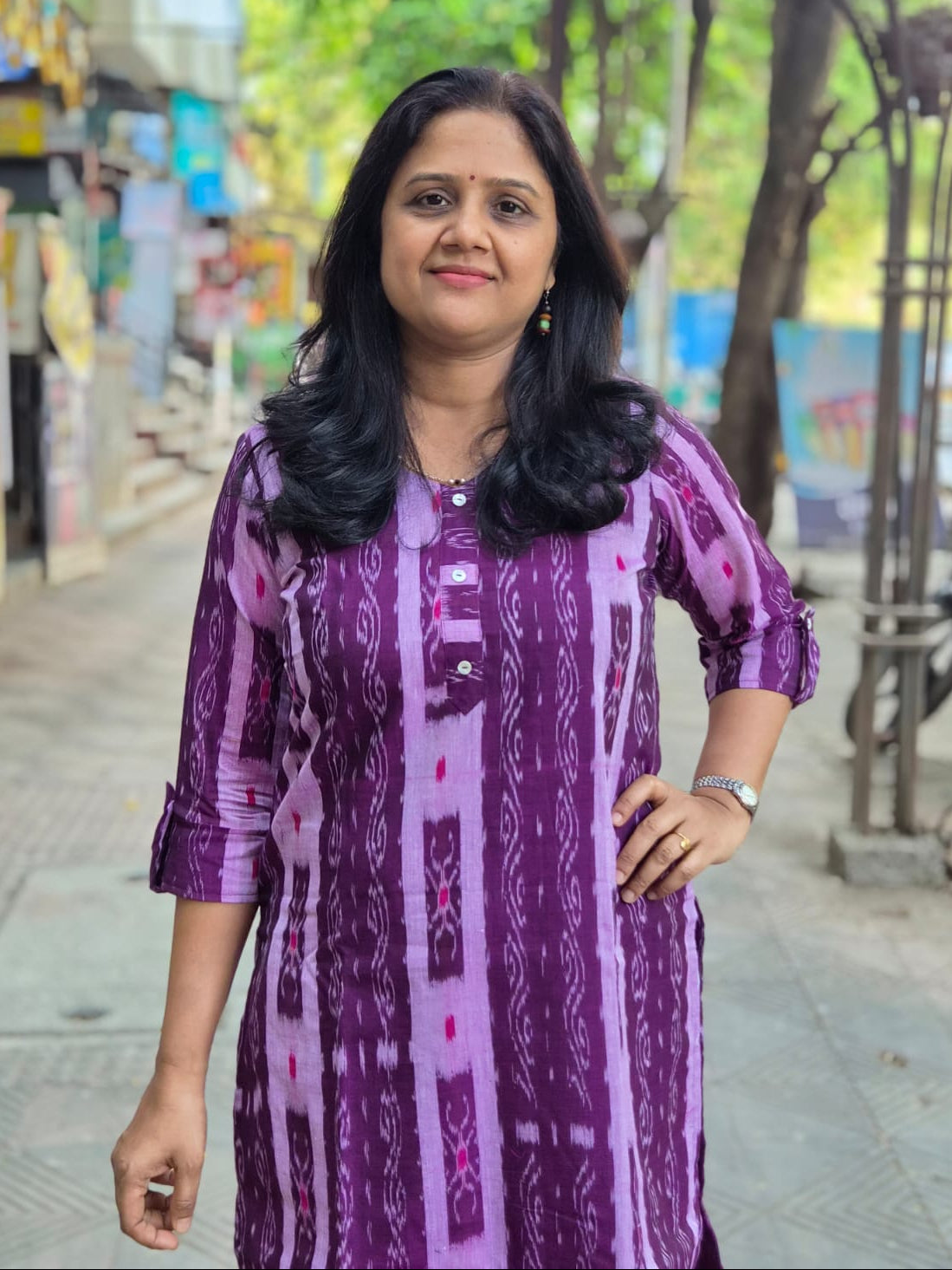 purple Sambalpuri Cotton Kurta