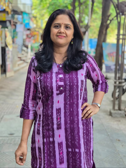 purple Sambalpuri Cotton Kurta