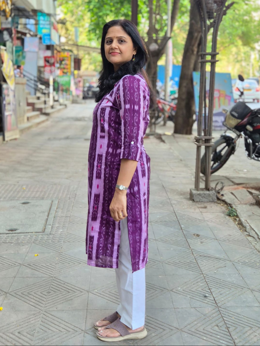 purple Sambalpuri Cotton Kurta