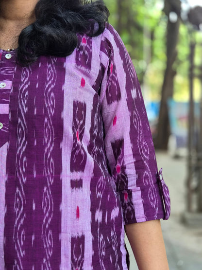 purple Sambalpuri Cotton Kurta