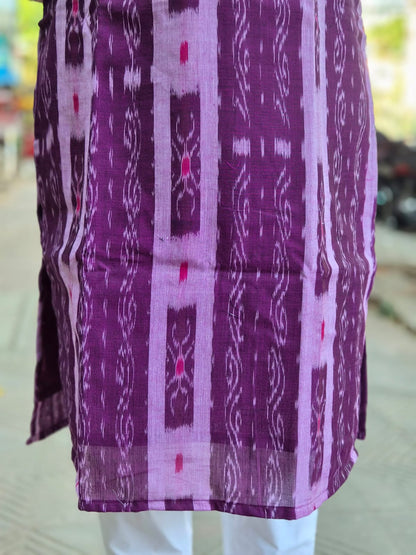 purple Sambalpuri Cotton Kurta