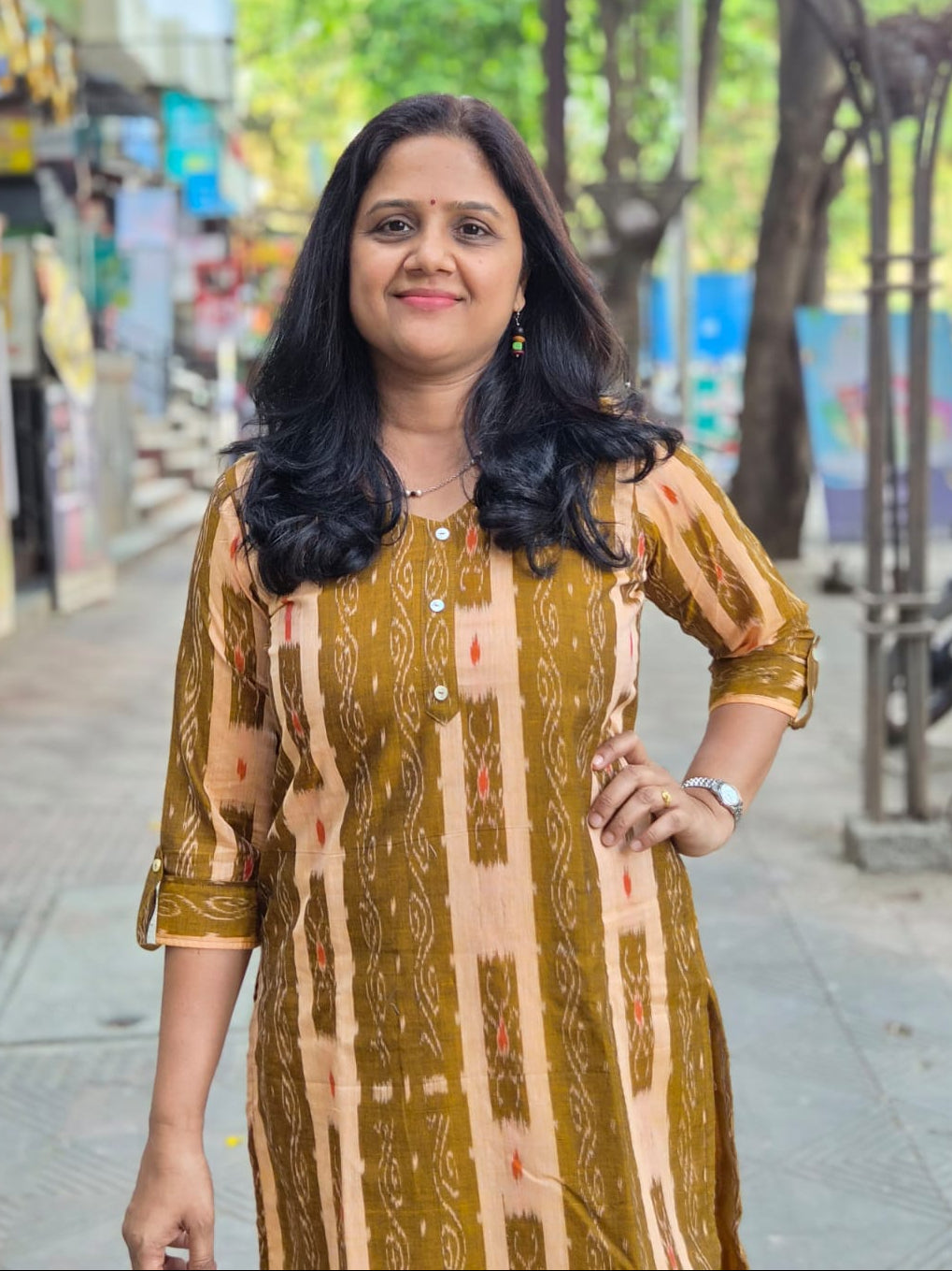 Mustard Yellow Sambalpuri Cotton Kurta