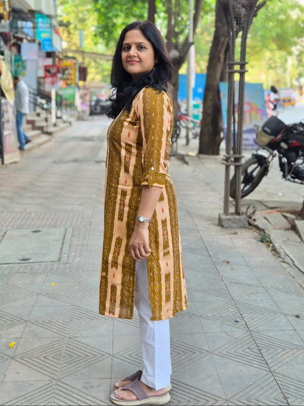 Mustard Yellow Sambalpuri Cotton Kurta