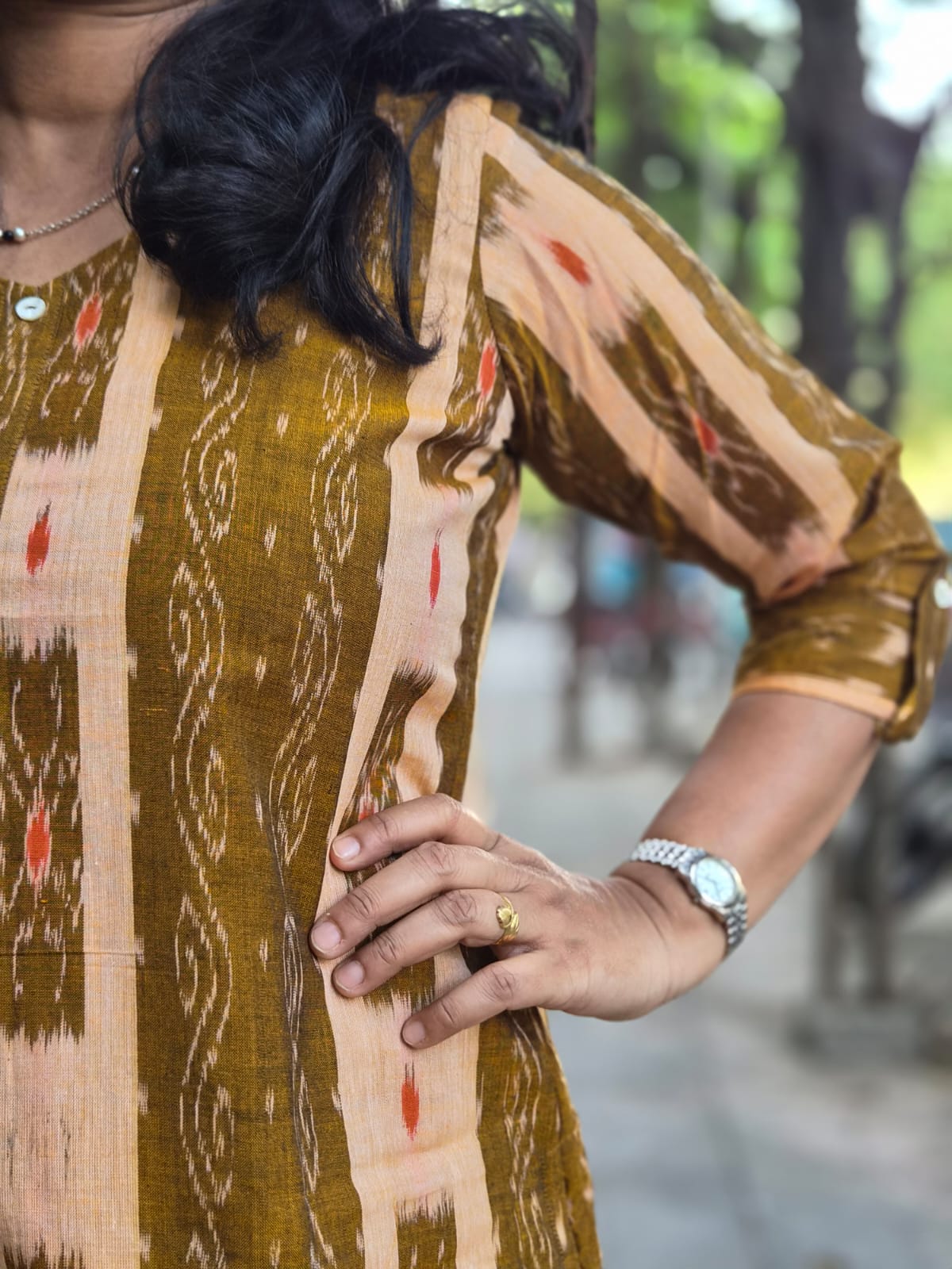 Mustard Yellow Sambalpuri Cotton Kurta