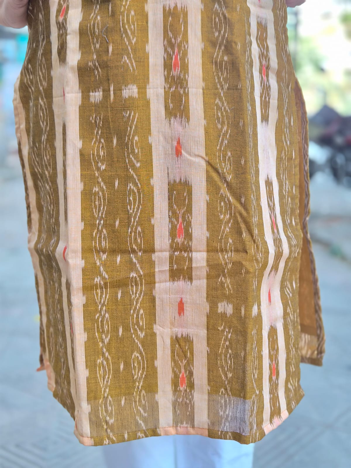 Mustard Yellow Sambalpuri Cotton Kurta