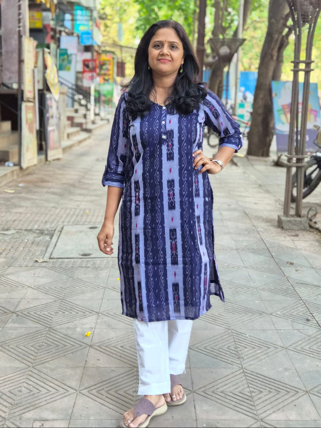 Blue Sambalpuri Cotton Kurta