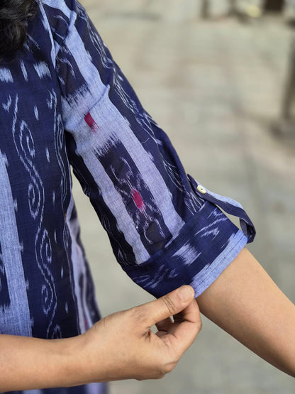 Blue Sambalpuri Cotton Kurta
