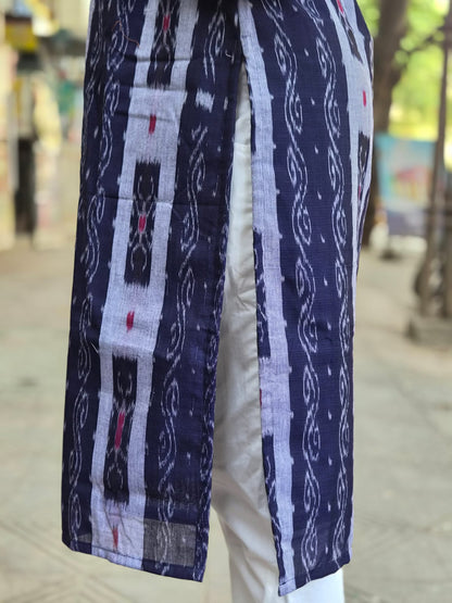 Blue Sambalpuri Cotton Kurta