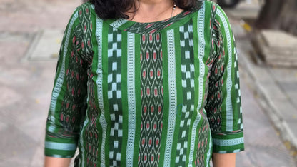 Bottle Green Sambalpuri Short Top