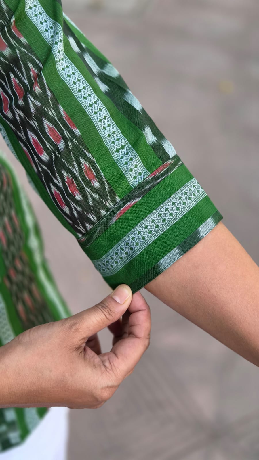 Bottle Green Sambalpuri Short Top