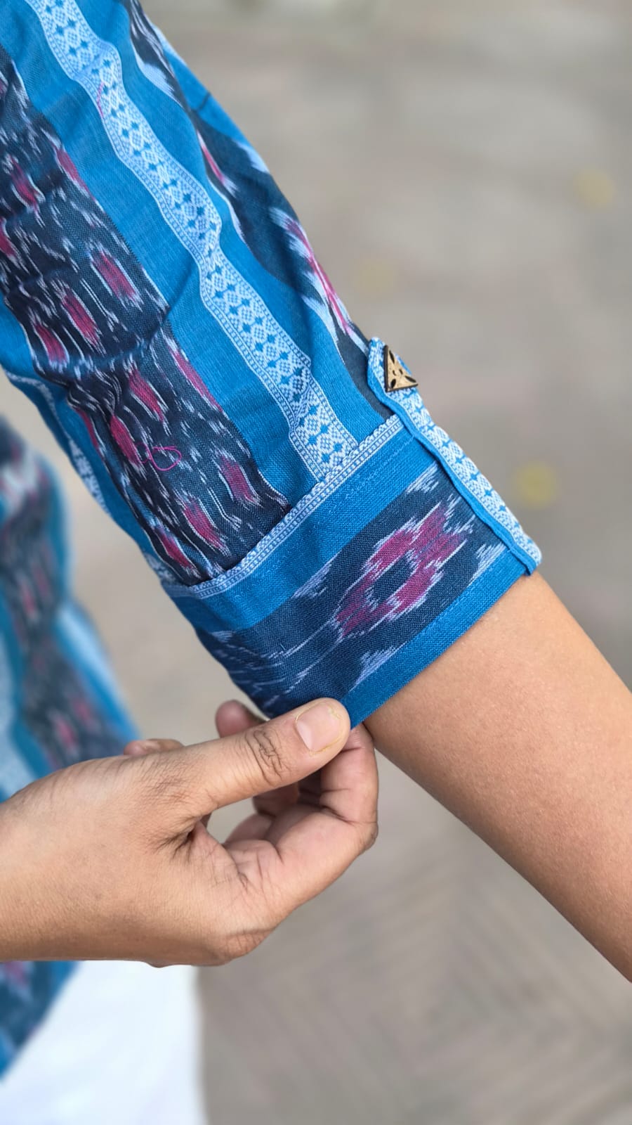 Blue Sambalpuri Short Top
