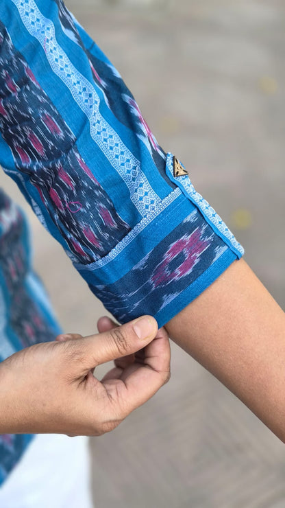 Blue Sambalpuri Short Top