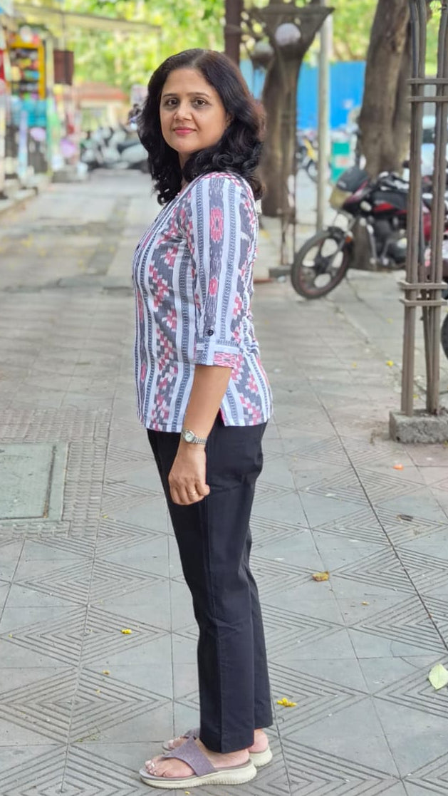 White Sambalpuri Short Top